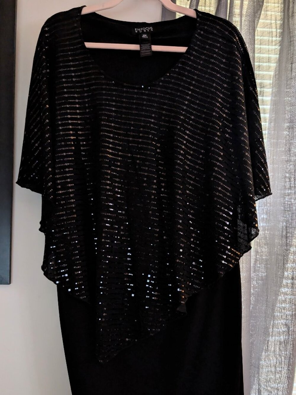 Enfocus Vintage Layered Black Sequin Dress Size 18W